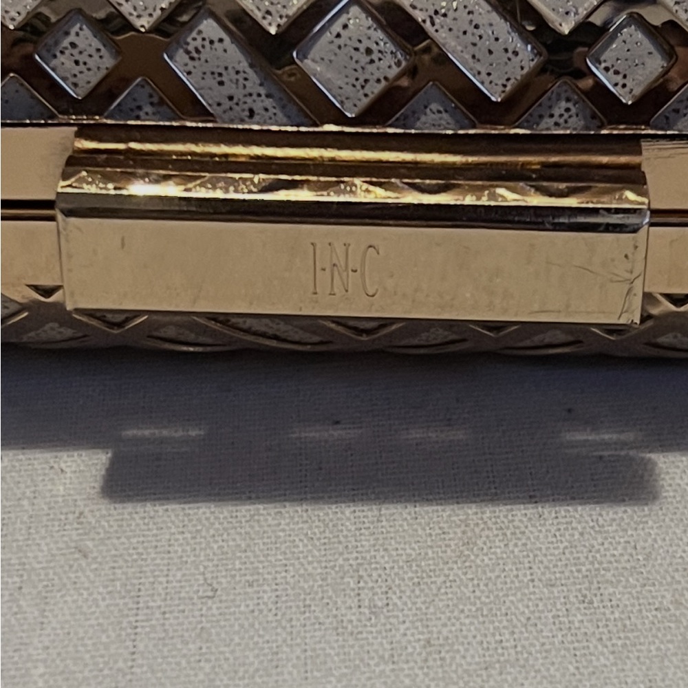 INC International Concepts Gold Geometric Clutch - Picture 2 of 7